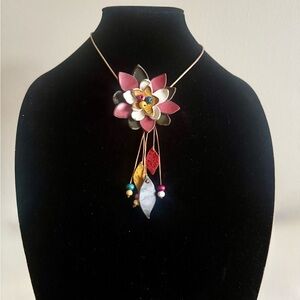 Genuine Leather Handmade Unique Multicolor Pendant Necklace